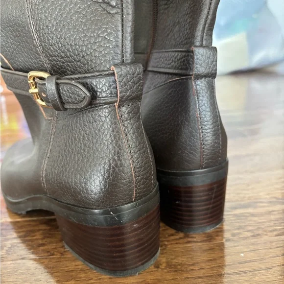 Coach Sullivan Safari Chestnut Brown Pebbled Leather Luxury Tall Riding Boots - Picture 7 of 10